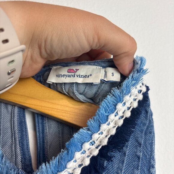 Vineyard Vines Girls Small Blue Tencel Sleeveless Dress - Picture 6 of 7